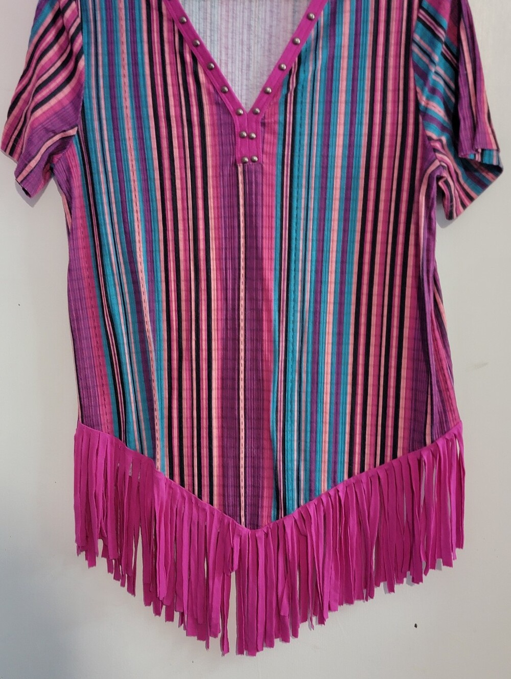 Crazy Train Pink Trim Striped Knit Top - Picture 2 of 9